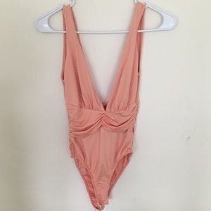 XS Coral Deep Neck Body Suit